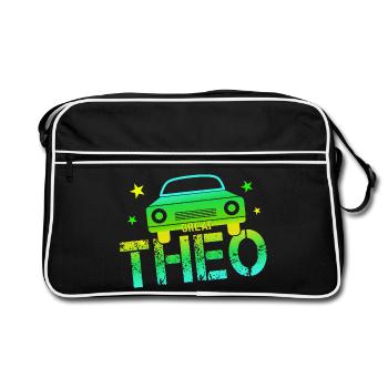 Theo Namenstag Theo - Retro Tasche - Schwarz/Weiß - Vorne