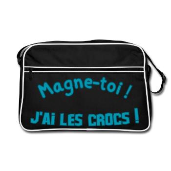 Magne-toi J'ai les Cr*cs – Bleu Pop - Sac Retro - noir/blanc - Devant