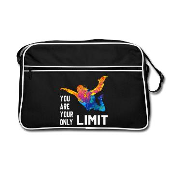 Skydive Fallschirmspringer Skydiver Freifall - Retro Tasche - Schwarz/Weiß - Vorne