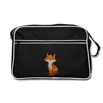 Schlau wie ein Fuchs - T-Shirts, Babykleidung - Retro Tasche - Schwarz/Weiß - Vorne