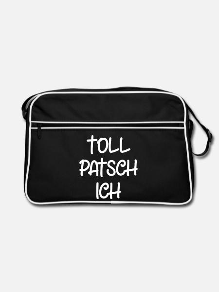 Tollpatsch Ich tollpatschig lustig tollpatschich - Retro Tasche - Schwarz/Weiß - Vorne