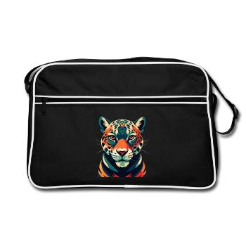 Leopard Cartoon Character Colorful Pet Animal - Retro Bag - black/white - Front