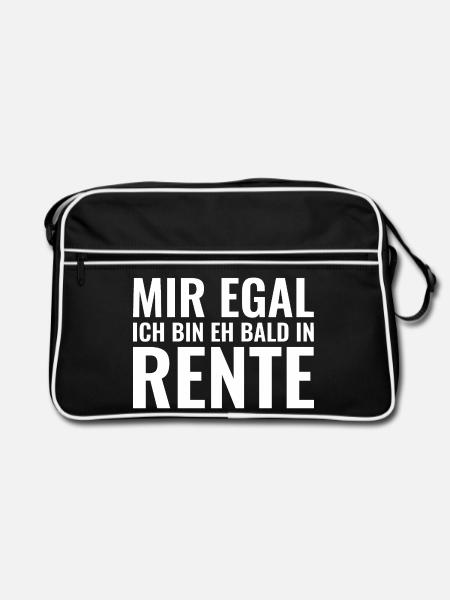 Mir egal ich bin eh bald in Rente - Retro Tasche - Schwarz/Weiß - Vorne