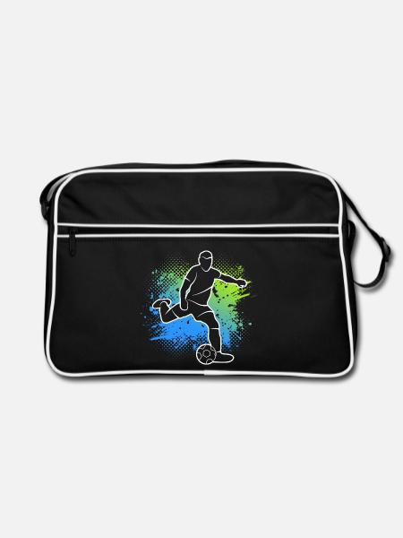 Fußballer Jungen Fußball Spieler Fußballspieler - Retro Tasche - Schwarz/Weiß