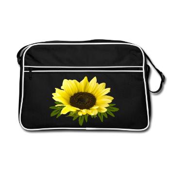 Sonnenblume - Retro Tasche - Schwarz/Weiß - Vorne
