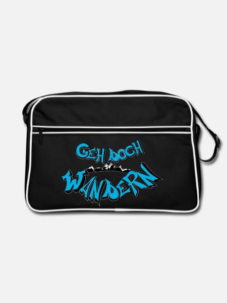 Geh doch wandern - Retro Tasche - Schwarz/Weiß
