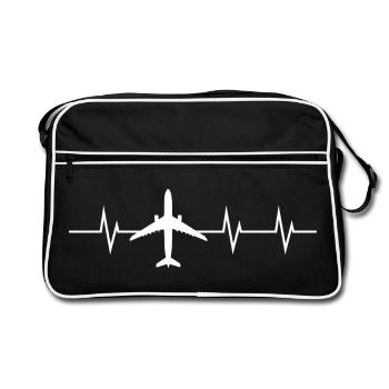 Herzschlag im Flugmodus - Retro Tasche - Schwarz/Weiß - Vorne