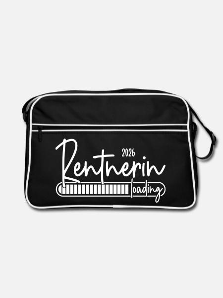 Rentnerin 2026 Loading - Retro Tasche - Schwarz/Weiß - Vorne