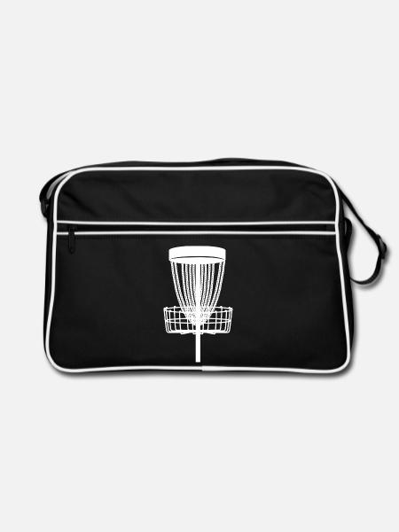 Discgolf Korb Disc Golf Silhouette Discgolfer - Retro Tasche - Schwarz/Weiß