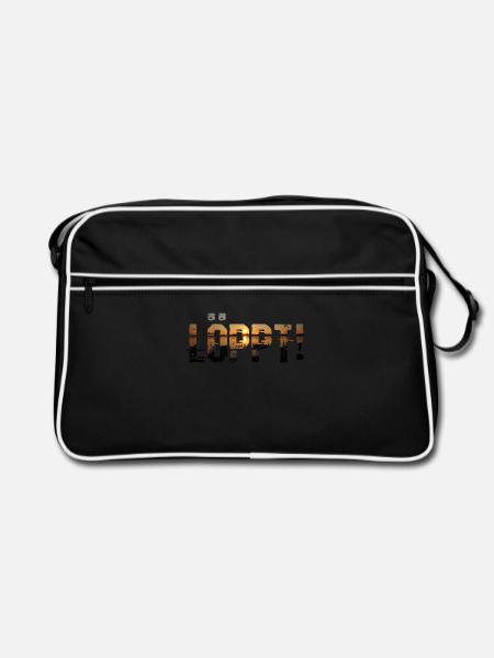Plattdeutsch Löppt! Norden Spruch-Shirt - Retro Tasche - Schwarz/Weiß