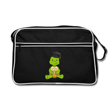 Graduation Turtle - Retro Tasche - Schwarz/Weiß - Vorne