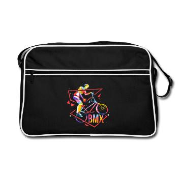 Trickreicher BMX Fahrer Halfpipe - Retro Tasche - Schwarz/Weiß - Vorne
