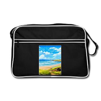 Constantine Bay, Cornouailles, Angleterre, Royaume-Uni, Affiche de voyage - Sac Retro - noir/blanc - Devant