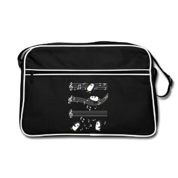 Musical penguins on music bar - Retro Bag - black/white - Front