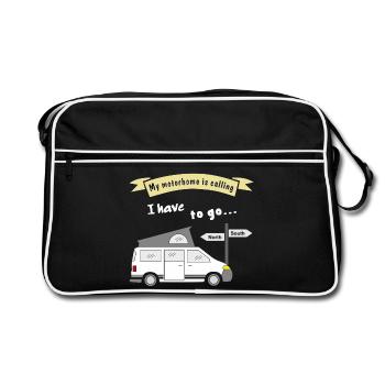 my motorhome is calling - Retro Tasche - Schwarz/Weiß - Vorne
