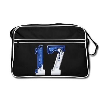NR. 17 NUMMER 17 BLAU WEIß 17. GEBURTSTAG - Retro Tasche - Schwarz/Weiß - Vorne