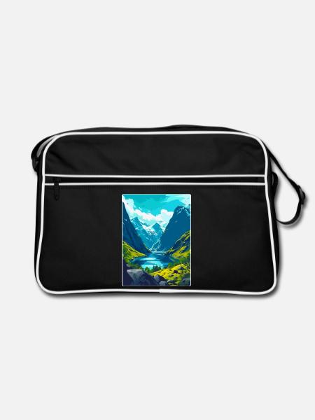 Souvenir de l’affiche de voyage vintage des fjords de Norvège - Sac Retro - noir/blanc