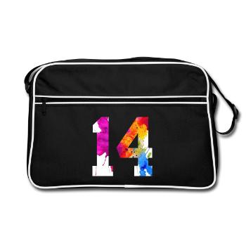 NUMMER 14 JAHRE ALT 14. GEBURTSTAG - Retro Tasche - Schwarz/Weiß - Vorne