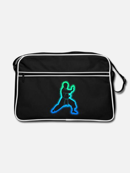 Taekwondo Kampfsport Kinder Jungen Karate - Retro Tasche - Schwarz/Weiß