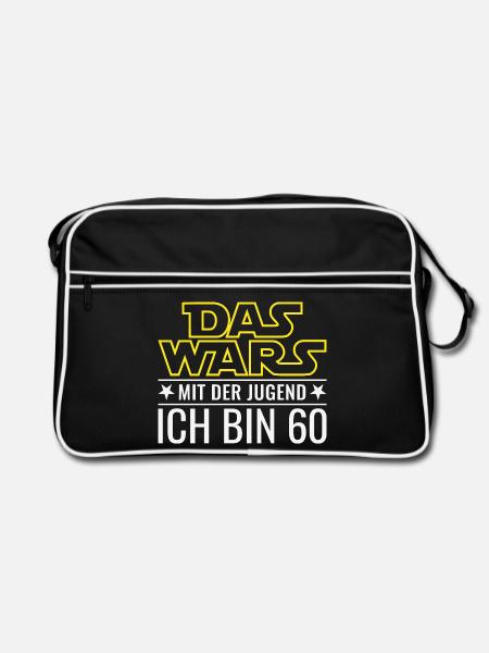 60. Geburtstag Das wars mit der Jugend - Retro Tasche - Schwarz/Weiß