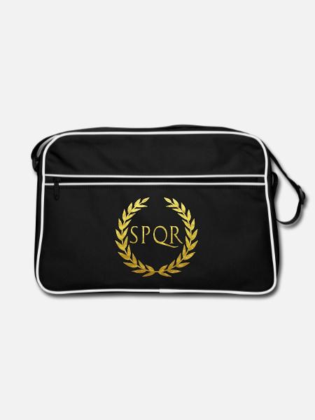 Rom Latein SPQR Senatus Populusque Romanus - Retro Tasche - Schwarz/Weiß