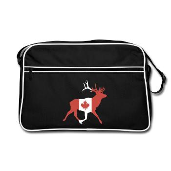 Deer with Canadian flag - Retro Bag - black/white - Front
