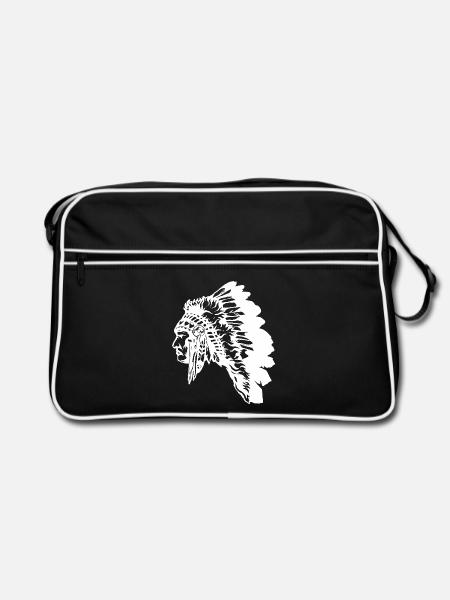 Indianer - Retro Tasche - Schwarz/Weiß