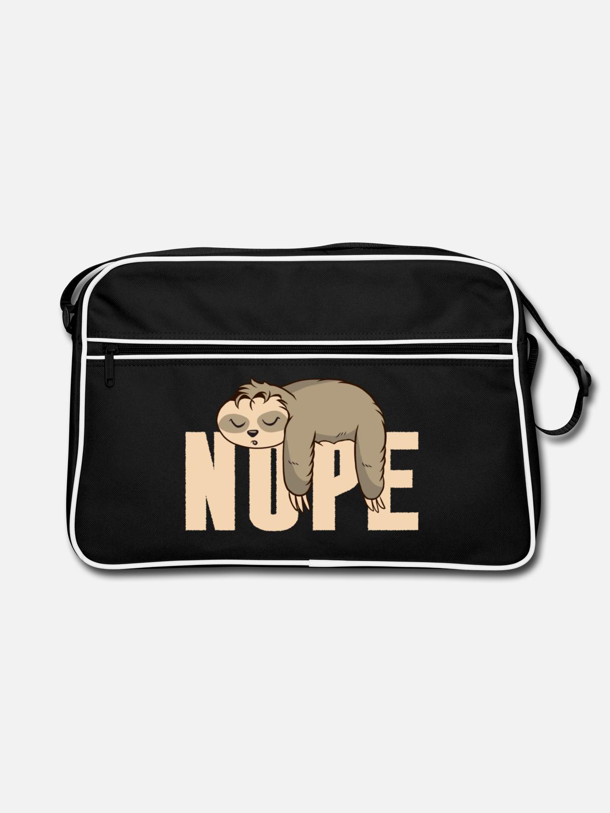 Nope Sloth - Retro Tasche - Schwarz/Weiß - Vorne