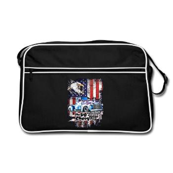 V8 Adler Truck Retro USA Flagge - Retro Tasche - Schwarz/Weiß - Vorne