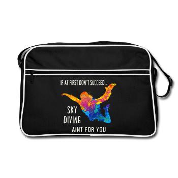 Skydive Fallschirmspringer Skydiver Freifall - Retro Tasche - Schwarz/Weiß - Vorne