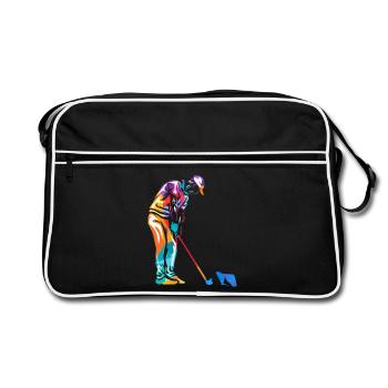 Flinker Minigolfspieler Turnierass - Retro Tasche - Schwarz/Weiß - Vorne