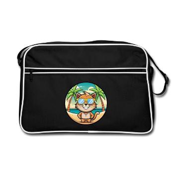 Pixie Bob Cat Breed Cartoon Sunglasses Beach - Retro Bag - black/white - Front