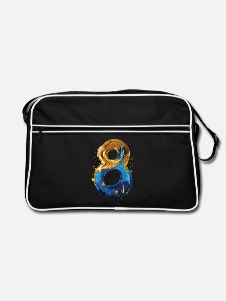 NR. 8 NUMMER 8 COOL 8. GEBURTSTAG - Retro Tasche - Schwarz/Weiß - Vorne