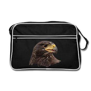 Adler, Falke, Greifvogel aus Falknerei, braun - Retro Tasche - Schwarz/Weiß - Vorne