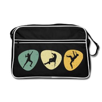 Klettern Kletterer Kletterhalle Boulder Bouldern - Retro Tasche - Schwarz/Weiß - Vorne