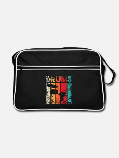 Drums Drummer Schlagzeuger Schlagzeugspieler Retro - Retro Tasche - Schwarz/Weiß