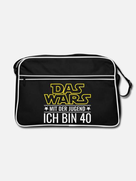 40. Geburtstag Das wars mit der Jugend - Retro Tasche - Schwarz/Weiß