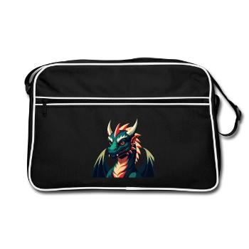Dragon Dessin animé Personnage Animal de compagnie coloré - Sac Retro - noir/blanc - Devant
