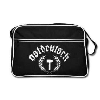 Ostdeutsch - Hammer und Ährenkranz - Retro Tasche - Schwarz/Weiß - Vorne