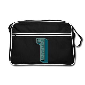 1. 1 JAHR. 1. JAHRESTAG - Retro Tasche - Schwarz/Weiß - Vorne