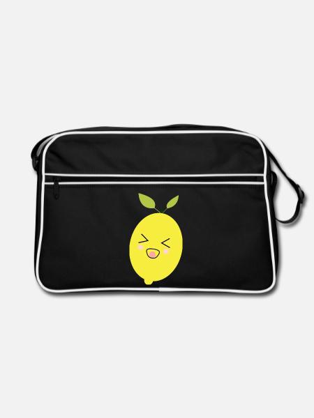 Grumpy Zitrone Geschenk Sauer Macht Mürrisch - Retro Tasche - Schwarz/Weiß