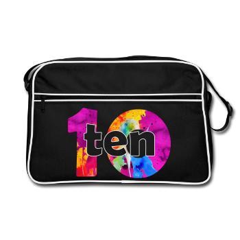 ZEHN 10 JAHRE JUNGE 10. GEBURTSTAG - Retro Tasche - Schwarz/Weiß - Vorne