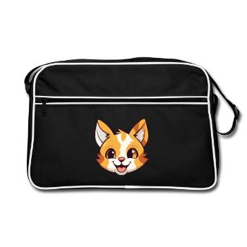 Pixie Bob Katze Cartoon Aquarell Illustration - Retro Tasche - Schwarz/Weiß - Vorne