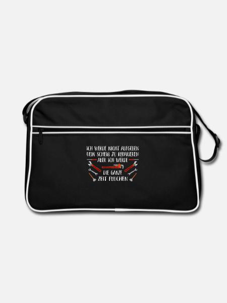 Klempner Spruch Lustig Handwerker Installateur - Retro Tasche - Schwarz/Weiß