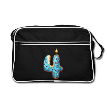 NUMMER 4 KUCHEN SWEET 4. GEBURTSTAG - Retro Tasche - Schwarz/Weiß - Vorne