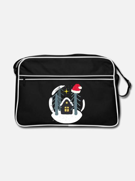 Winterzeit Weihnachtszeit - Retro Tasche - Schwarz/Weiß