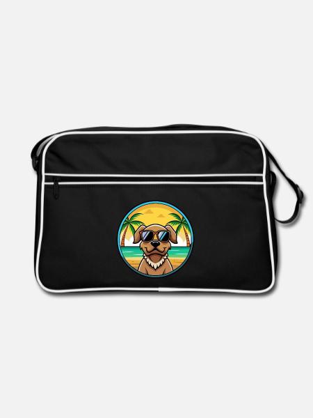Pudelpointer Chien Race Dessin Animé Lunettes De Soleil Plage - Sac Retro - noir/blanc - Devant