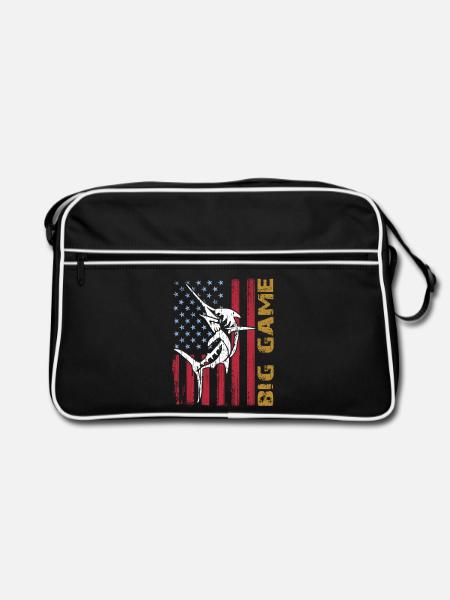 Marlin sauteur avec drapeau américain Pêche en haute mer - Sac Retro - noir/blanc - Devant