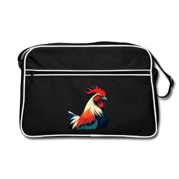 Coq Dessin Animé Personnage Animal De Compagnie Coloré - Sac Retro - noir/blanc - Devant
