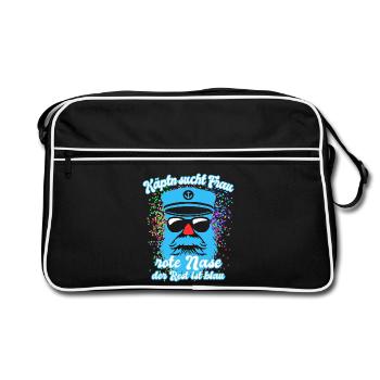 Fastnacht - Fasching - Karneval - Kapitän - Spruch - Retro Tasche - Schwarz/Weiß - Vorne